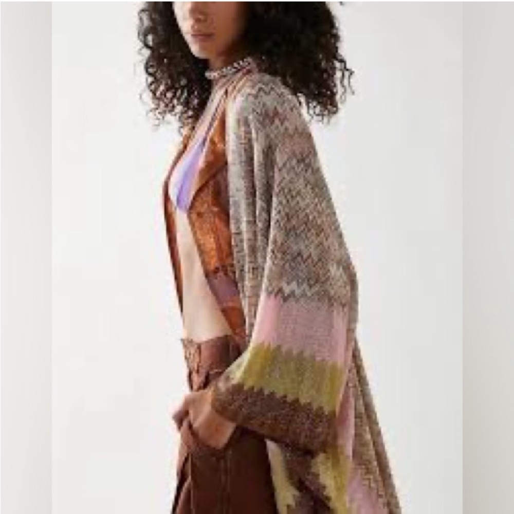 Free People Cairo Shimmer Kimono Size One Size Fits All NEW - Picture 2 of 7